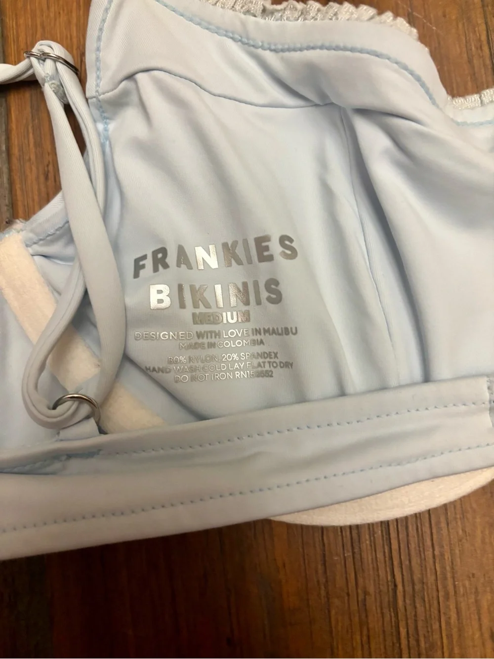 NWOT Frankie’s bikinis Lucia ruffle underwire bikini top in new moon